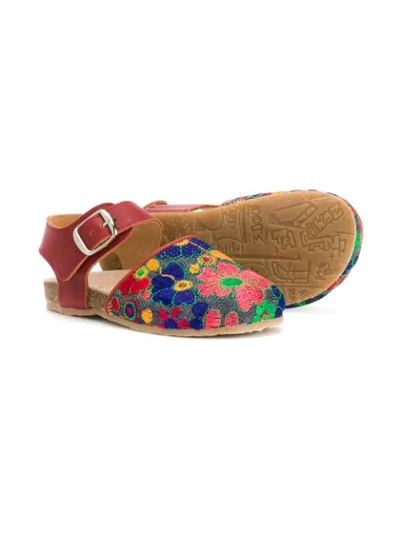 Shop Pèpè Embroidered Flower Sandals In Brown