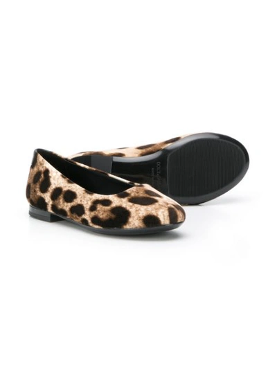 Shop Dolce & Gabbana Leopard-print Ballerina Flats In Neutrals