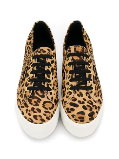 Shop Superga Leopard Print Chunky Heel Sneakers In Brown