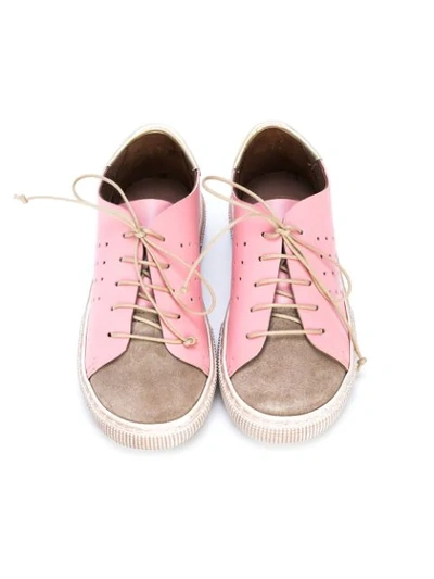 Shop Pèpè Contrast Colour Lace-up Sneakers In Pink