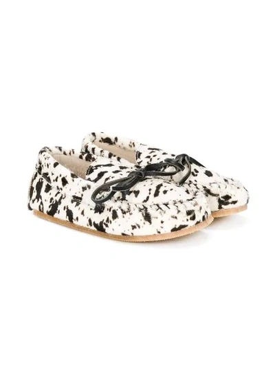 Shop Pèpè Bow Detail Loafers In White