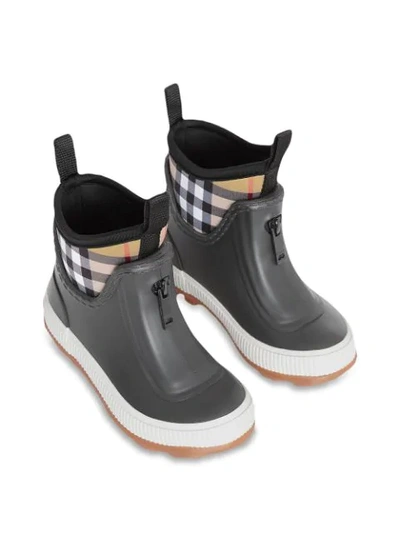 Shop Burberry Vintage Check Neoprene And Rubber Rain Boots In Black