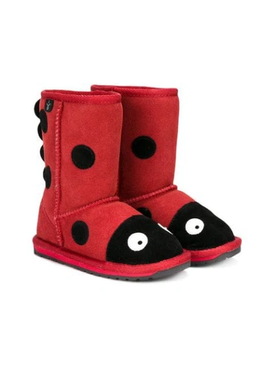 Kids Ladybug Boots In Red