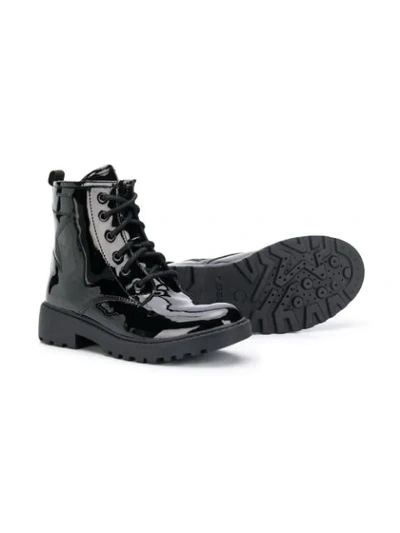 Geox Glossy Ankle Boots In Black