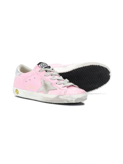Shop Golden Goose Distressed Low-top Sneakers In Pink