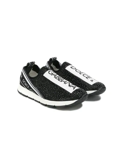 Shop Dolce & Gabbana Embellished Slip-on Sneakers In Black