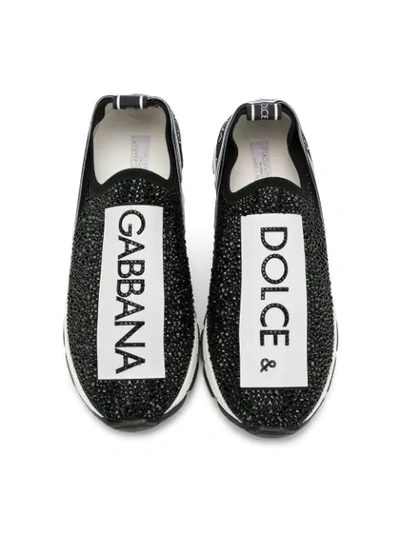 Shop Dolce & Gabbana Embellished Slip-on Sneakers In Black