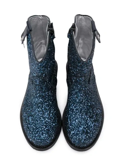 Shop Monnalisa Glitter Cowboy Boots In Blue