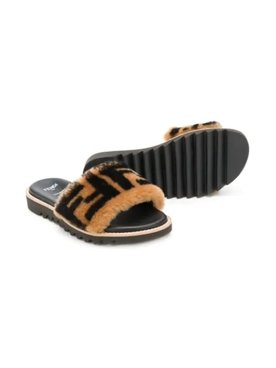 Shop Fendi Ff Motif Slides In Black