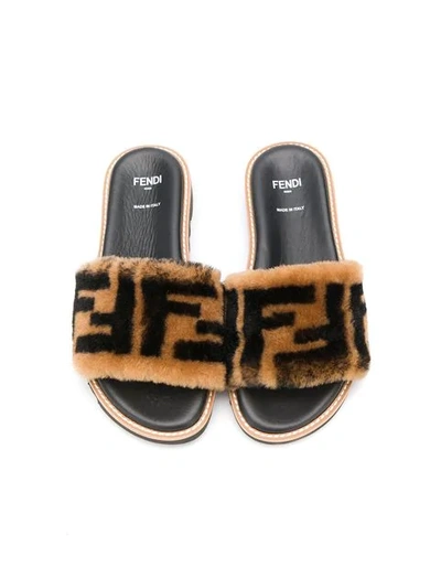 Shop Fendi Ff Motif Slides In Black