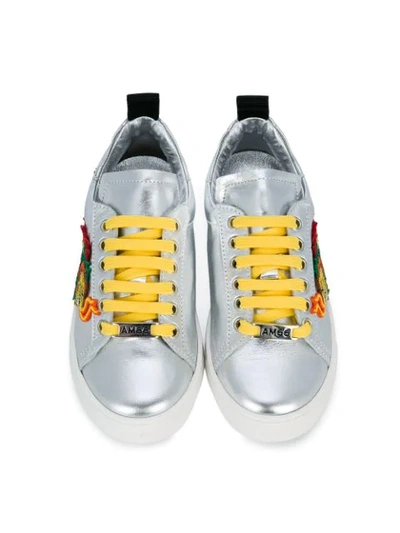 Shop Am66 Dragon Embroidered Sneakers In Metallic
