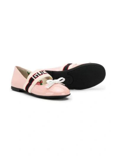 Shop Gucci Logo-tape Ballerina Shoes In Pink