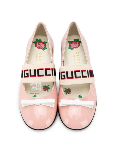 Shop Gucci Logo-tape Ballerina Shoes In Pink