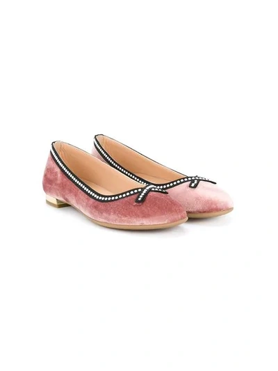 Shop Aquazzura Mini Bow Ballerina Shoes In Pink