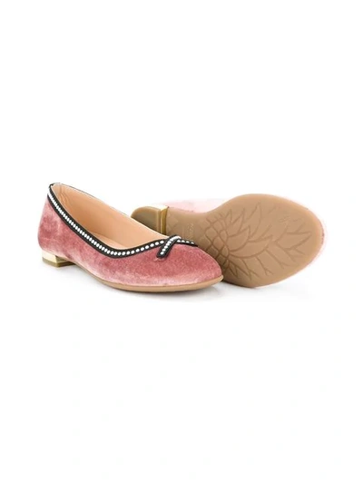 Shop Aquazzura Mini Bow Ballerina Shoes In Pink