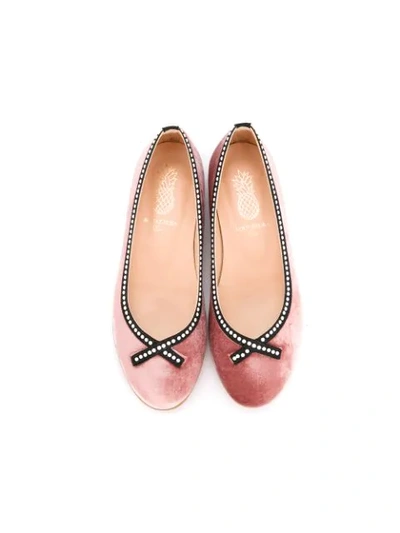 Shop Aquazzura Mini Bow Ballerina Shoes In Pink