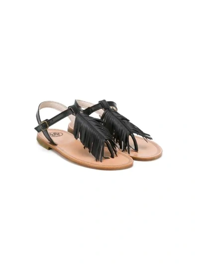 Shop Pèpè Fringed Buckled Sandals In Black