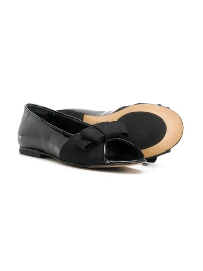 Shop Lanvin Enfant Open Toe Bow Sandals In Black