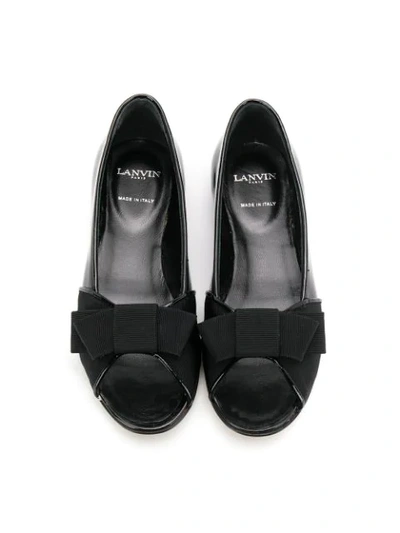 Shop Lanvin Enfant Open Toe Bow Sandals In Black