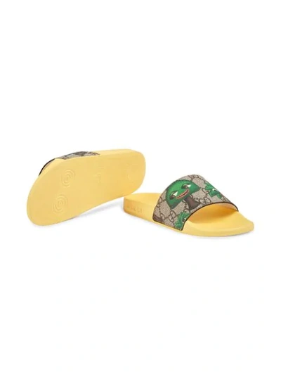 Shop Gucci Smiling Plants Print Slides In Yellow