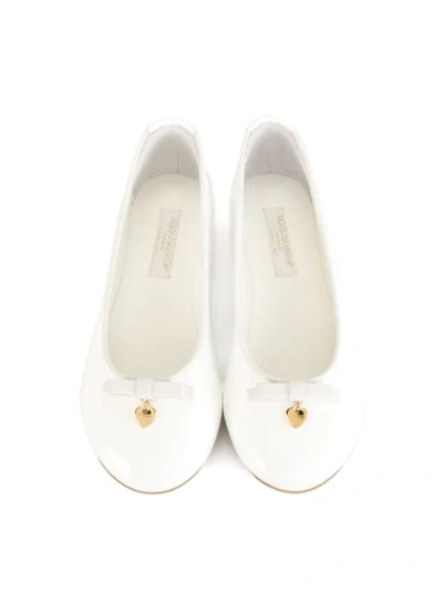 Shop Dolce & Gabbana Logo-charm Ballerina Shoes In White