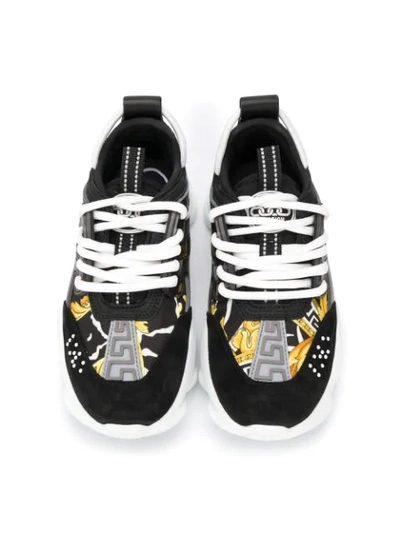 Shop Young Versace Barocco Print Sneakers In Black