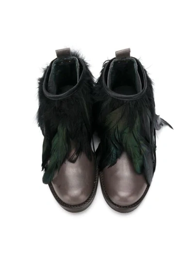 Shop Andorine Feather Leather Boots In Black