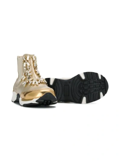 Shop Ermanno Scervino Junior Embellished Hi-top Sneakers In Metallic