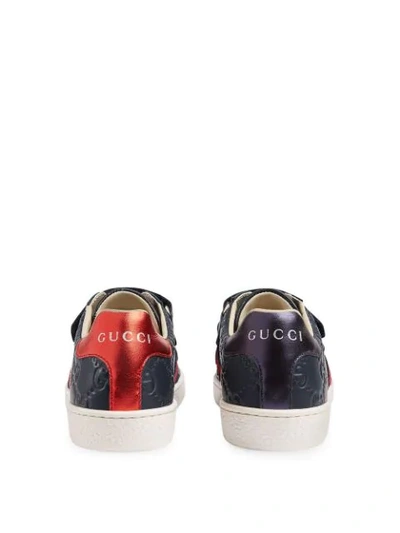 Shop Gucci Children's  Signature Sneaker With Web In Blue
