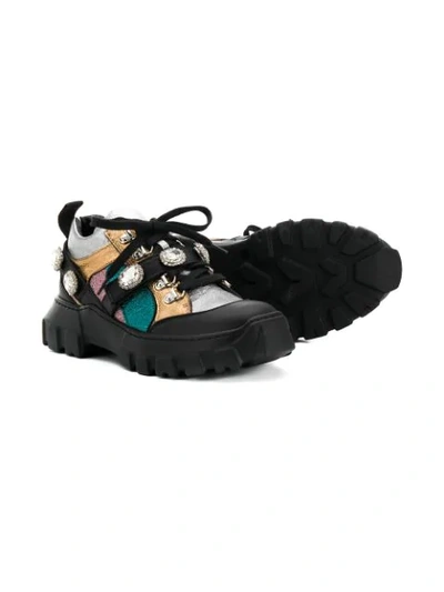 Shop Andrea Montelpare Embellished Colour-block Sneakers In Black