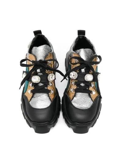 Shop Andrea Montelpare Embellished Colour-block Sneakers In Black