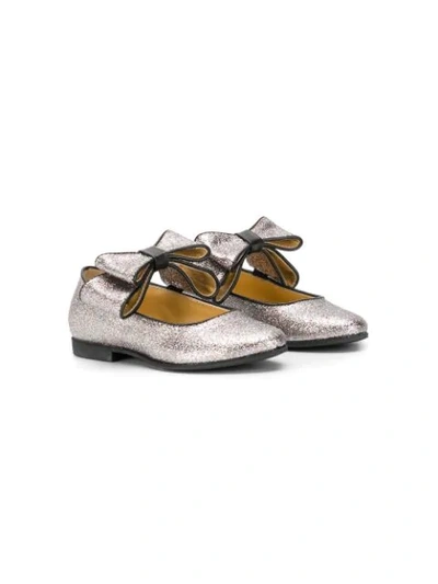 Shop Gallucci Bow Ballerinas In Metallic