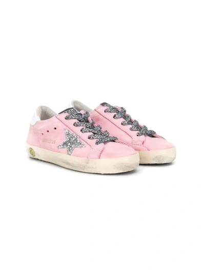 Shop Golden Goose Embellished Star Distressed Sneakers In Pink