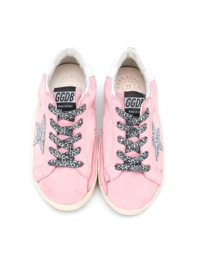 Shop Golden Goose Embellished Star Distressed Sneakers In Pink