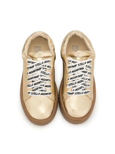 Shop Stella Mccartney Logo Lace Sneakers In Gold