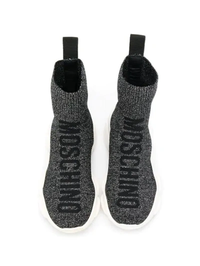 Shop Moschino Lurex Sock Hi-top Sneakers In Black