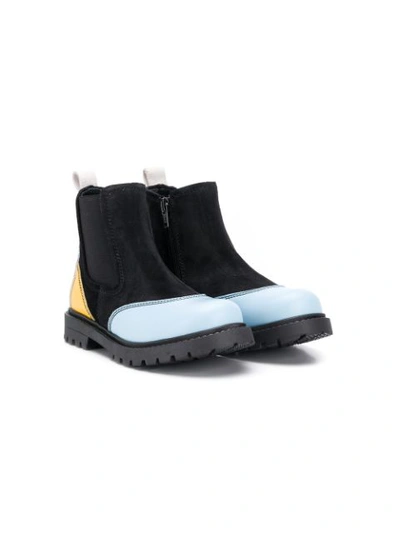 Shop Marni Teen Contrasting Panels Ankle Boots In Black
