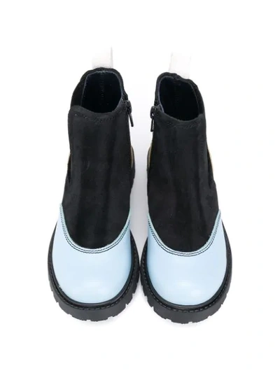 Shop Marni Teen Contrasting Panels Ankle Boots In Black