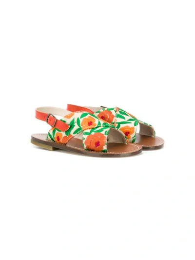 Shop Pèpè Floral Crossover Sandals In Brown