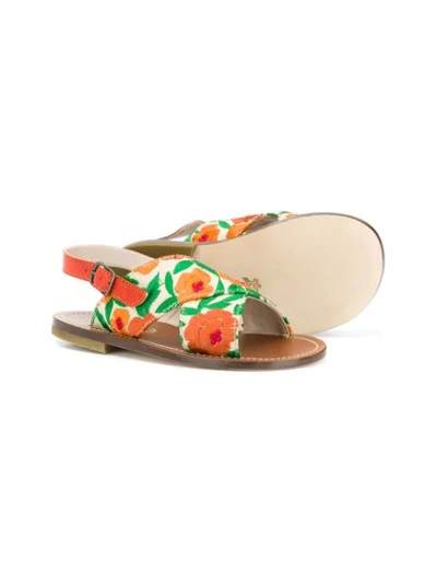 Shop Pèpè Floral Crossover Sandals In Brown