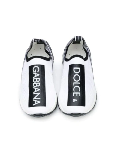 Shop Dolce & Gabbana Logo Print Slip-on Sneakers In White ,black