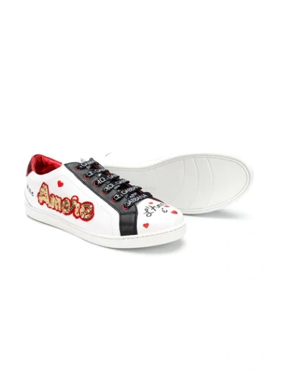 Shop Dolce & Gabbana Amore Sequinned Sneakers In White