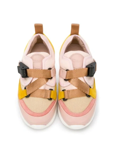Shop Chloé Buckled Strap Sneakers In Pink