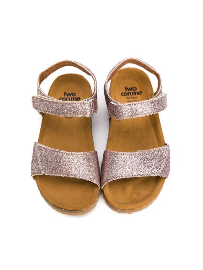 Shop Pèpè Glittered Sandals In Brown