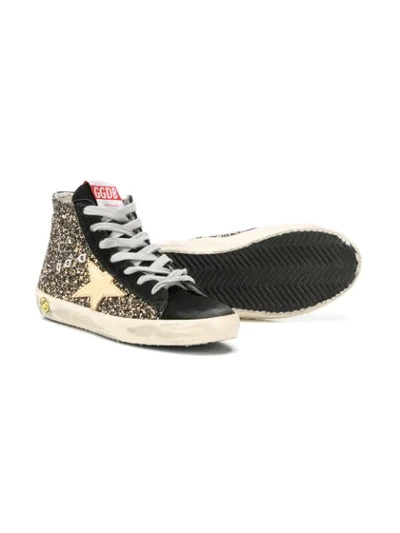 Shop Golden Goose Glittered High Top Trainers In Gold
