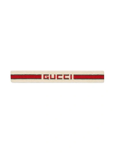 Shop Gucci Children's  Stripe Headband In White