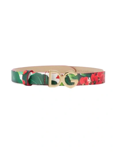 Shop Dolce & Gabbana Floral-print Belt In Red