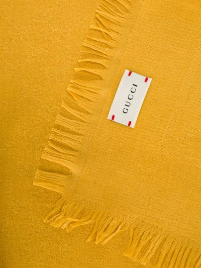 Shop Gucci Fringed Scarf In Yellow