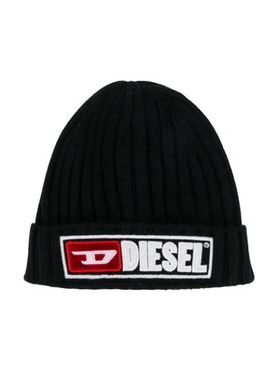 Shop Diesel Logo Beanie In Black
