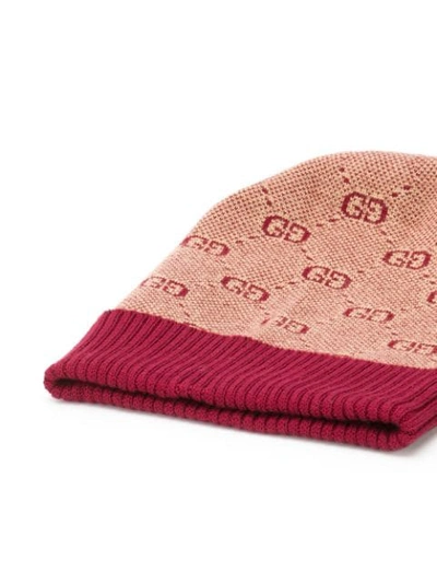 Shop Gucci Knitted Gg Beanie In Neutrals